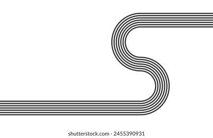 curved parallel lines, meditation zen garden top view or life balance vector illustration, river stream abstract