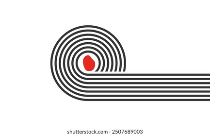 curved parallel lines, meditation zen garden top view or life balance vector illustration, river stream abstract