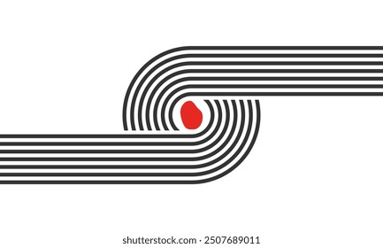 curved parallel lines, meditation zen garden top view or life balance vector illustration, river stream abstract