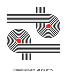 linhas paralelas curvas, meditação vista superior jardim zen ou ilustração do vetor do equilíbrio da vida, rio de fluxo abstrato
