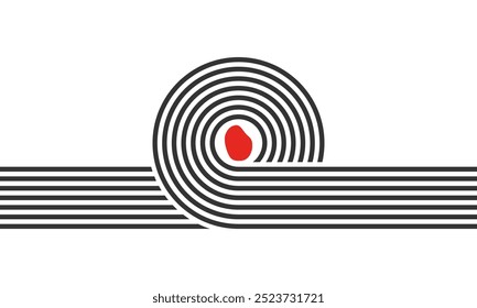 curved parallel lines, meditation zen garden top view or life balance vector illustration, river stream abstract