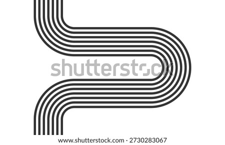 curved parallel lines, meditation zen garden top view or life balance vector illustration, river stream abstract