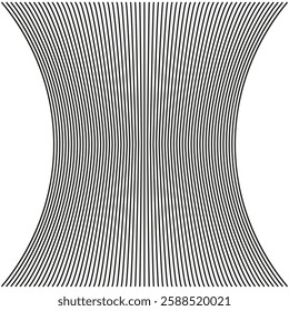 Curved parallel lines. Optical perspective effect. High contrast abstract. Vector illustration.