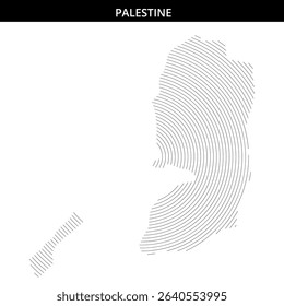 Curved patterns depict the geographical outline of Palestine.