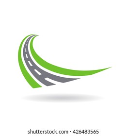 Curved paved road logo . Illustration graphic design