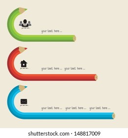  Curved pencils of different length for your design. Vector. EPS-10 (non transparent elements, non gradient). 
