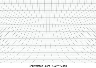 Curved perspective  grid. Curved black lines on a white background.