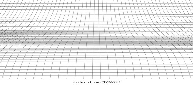 Curved perspective grid. Curved black lines on a white background.