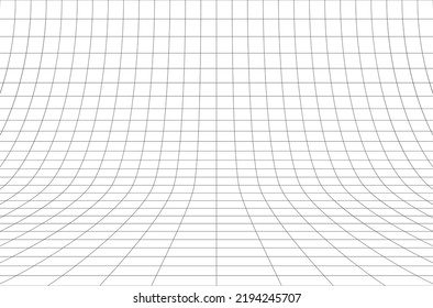 Curved perspective  grid. Curved black lines on a white background.