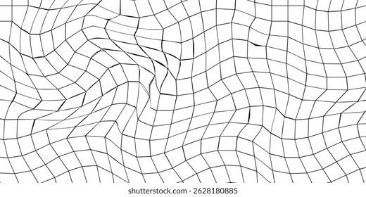Curved perspective grid. Curved black lines on a white background.