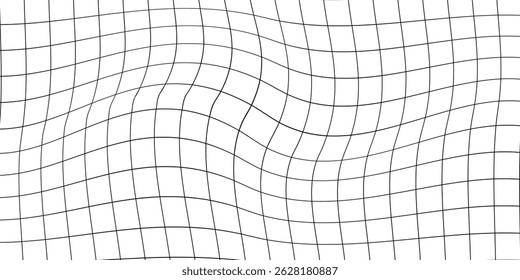 Curved perspective grid. Curved black lines on a white background.