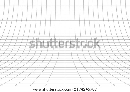 Curved perspective  grid. Curved black lines on a white background.