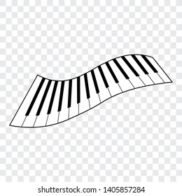 Curved piano keyboard, isolated, vector illustration.
