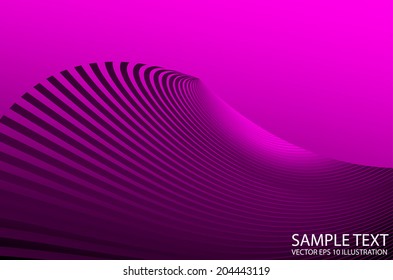Curved pink background vector template - Vector lighted pink background illustration