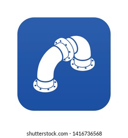 Curved pipe icon blue vector isolated on white background