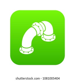 Curved pipe icon green vector isolated on white background
