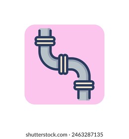Curved pipe line icon. Plastic, water, connection outline sign. Plumbing and equipment concept. Vector illustration, symbol element for web design and apps
