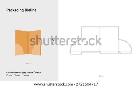 Curved Pocket Folder Packaging Dieline Template
