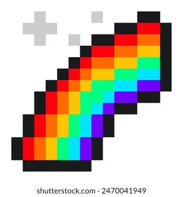 Geschwungener Stolz Regenbogen mit funkelndem, Tiny Pixel Icon, isoliert