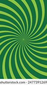 Curved radial green stripes retro wallpaper