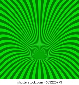 Curved radial stripe background - vector illustration from green curved rays