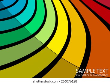 Curved rainbow background  abstract vector illustration - Vector colorful abstract striped  background template