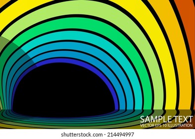 Curved rainbow background illustration reflected - Vector striped abstract background  template reflected