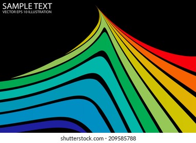 Curved rainbow vector background arcs - Colorful vector arcs spreading background illustration