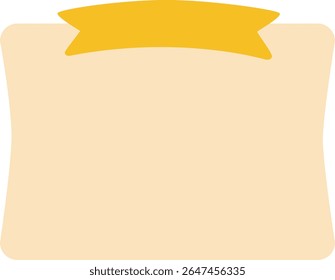 Curved rectangular label with a bold top banner tape accent, suitable for notes, announcements, cards, or packaging designs.