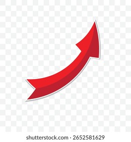 Curved Red Arrow PNG Design Isolated on Transparent Layer
