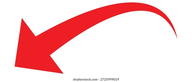 Roter Pfeil nach unten und links in der Seite . Pfeilsymbol Vektorgrafik. Richtungssymbol. Pfeilsymbol Illustration Vektor für Ihr Website-Design.