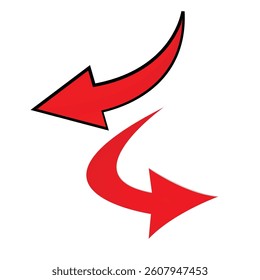 Curved Red Arrow Vector on white Background.