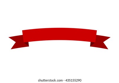 Curved red banner ribbon flat vector design for print and websites svg