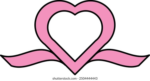 Curved red banner ribbon vector. Ribbon Banners simple flat design