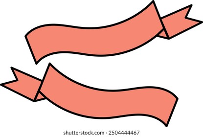 Gekrümmter roter Bannerbandvektor. Ribbon Banner einfaches flaches Design