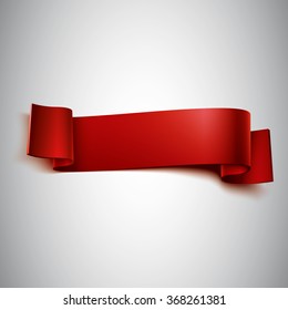  Curved red banner. Vector illustration.