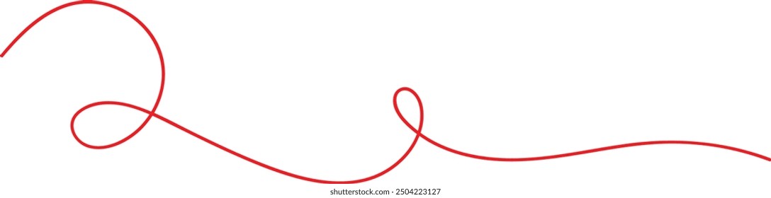 Curved red line drawing in a minimalist style,