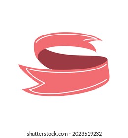 curved red ribbon icon isolated