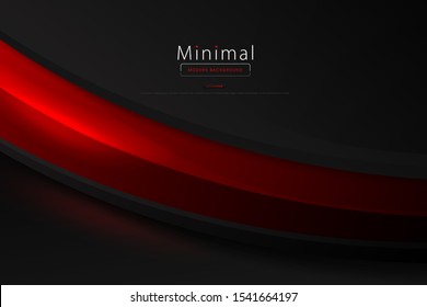 Curved Red Shape Layout/Cover. Minimalist Creative Design Concept Black Background