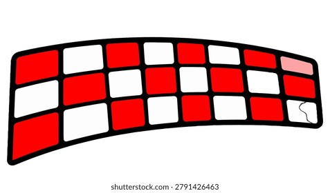 Curved red and white checkered pattern