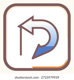 Seta de resposta curva emergindo do canto quadrado moderno gradiente vetor ilustração design plano símbolo de comunicação abstrata