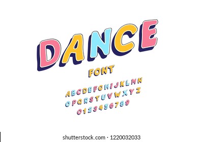 Curved retro font in the style of the 60s, 70s for printing, banners, postcards. Vector Illustration