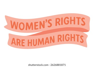 Curved ribbon with bold quote about equality and justice, perfect for protest and empowerment themes.