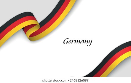 Curved ribbon with fllag of Germany on white background with copyspace