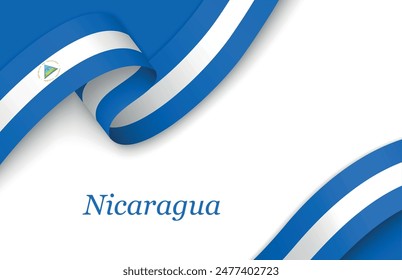 Cinta curvada con bandera de Nicaragua sobre fondo blanco con copyspace