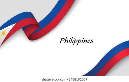 Curved ribbon with fllag of Philippines on white background with copyspace