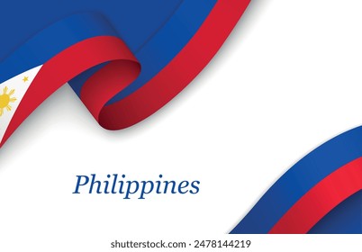 Curved ribbon with fllag of Philippines on white background with copyspace