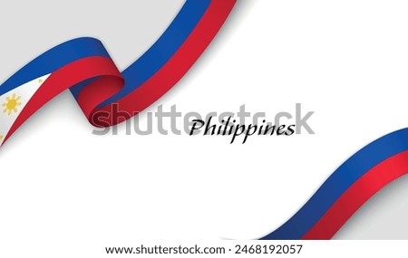 Curved ribbon with fllag of Philippines on white background with copyspace