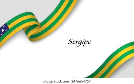 Cinta curva con bandera de Sergipe es un estado de Brasil sobre fondo blanco con copyspace