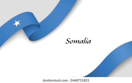 Curved ribbon with fllag of Somalia on white background with copyspace